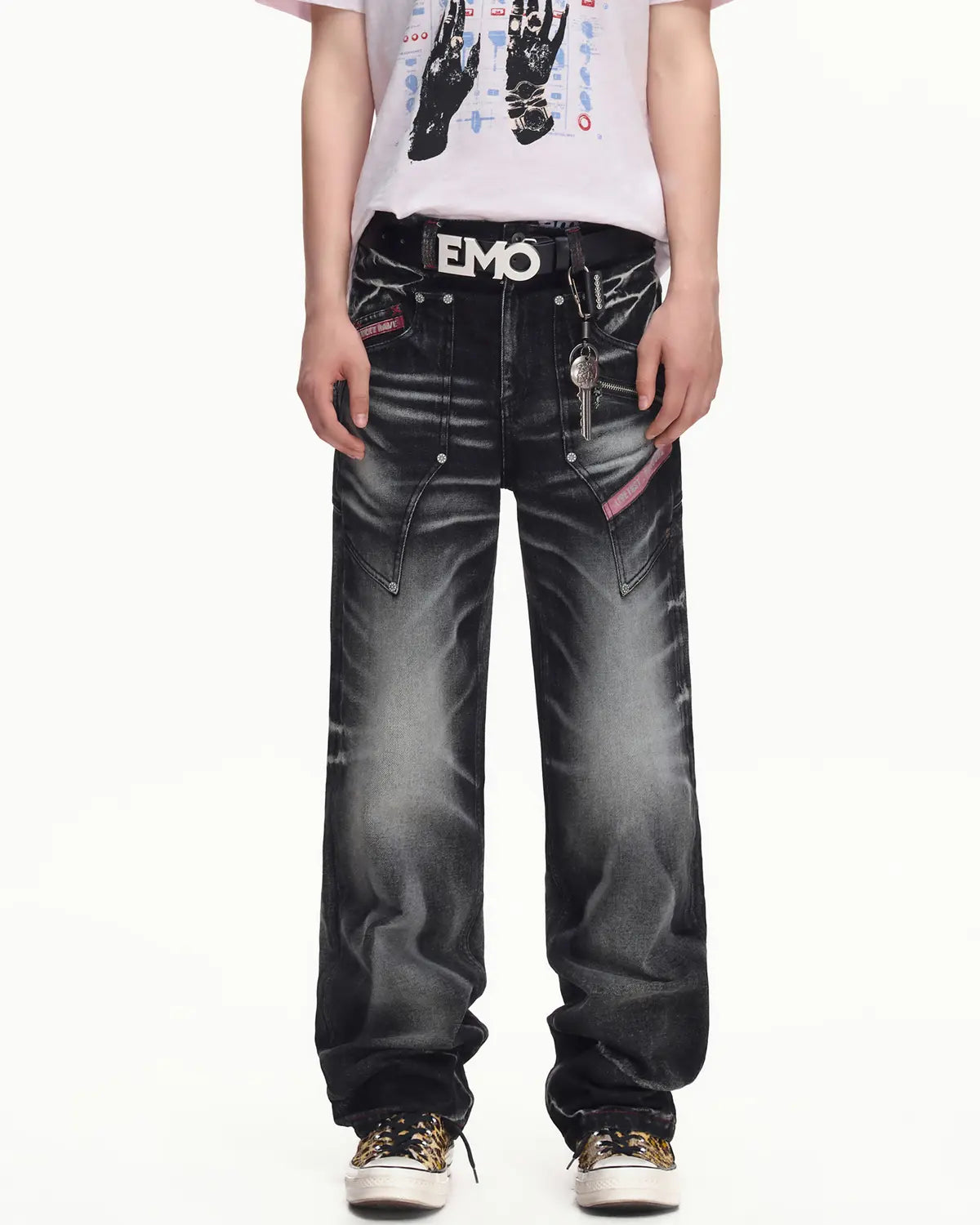 EMO Red Stitch Vintage Wash Slim Jeans – EMOBROTHER