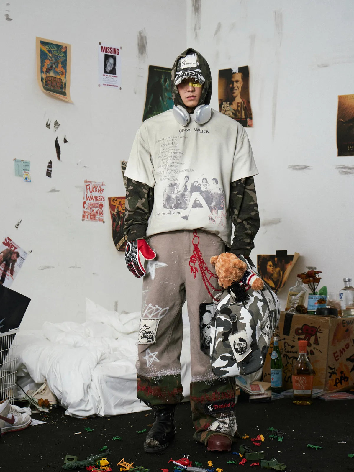 Graffiti Print Cargo Pants