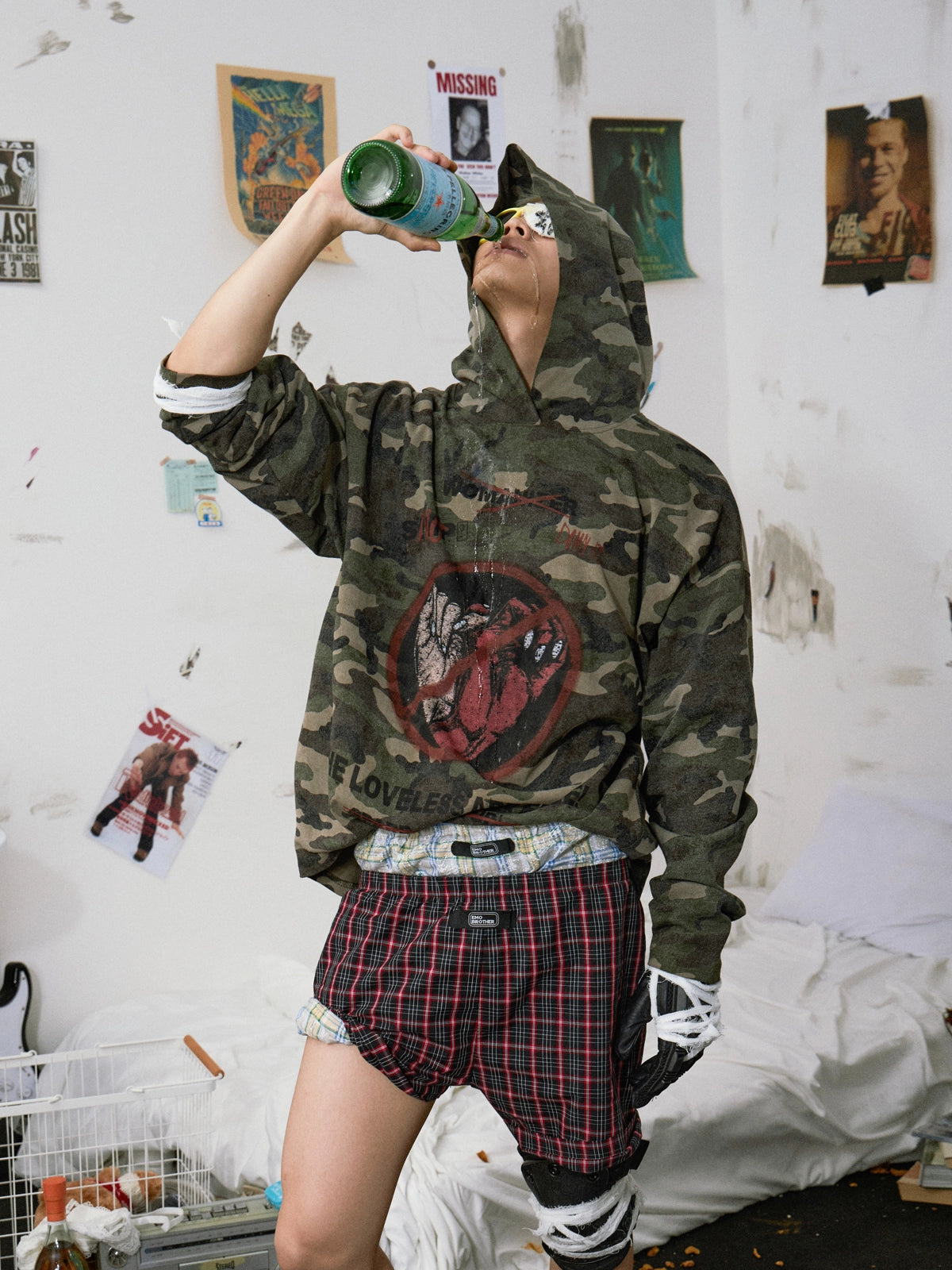 Vintage Camouflage Print Hoodie