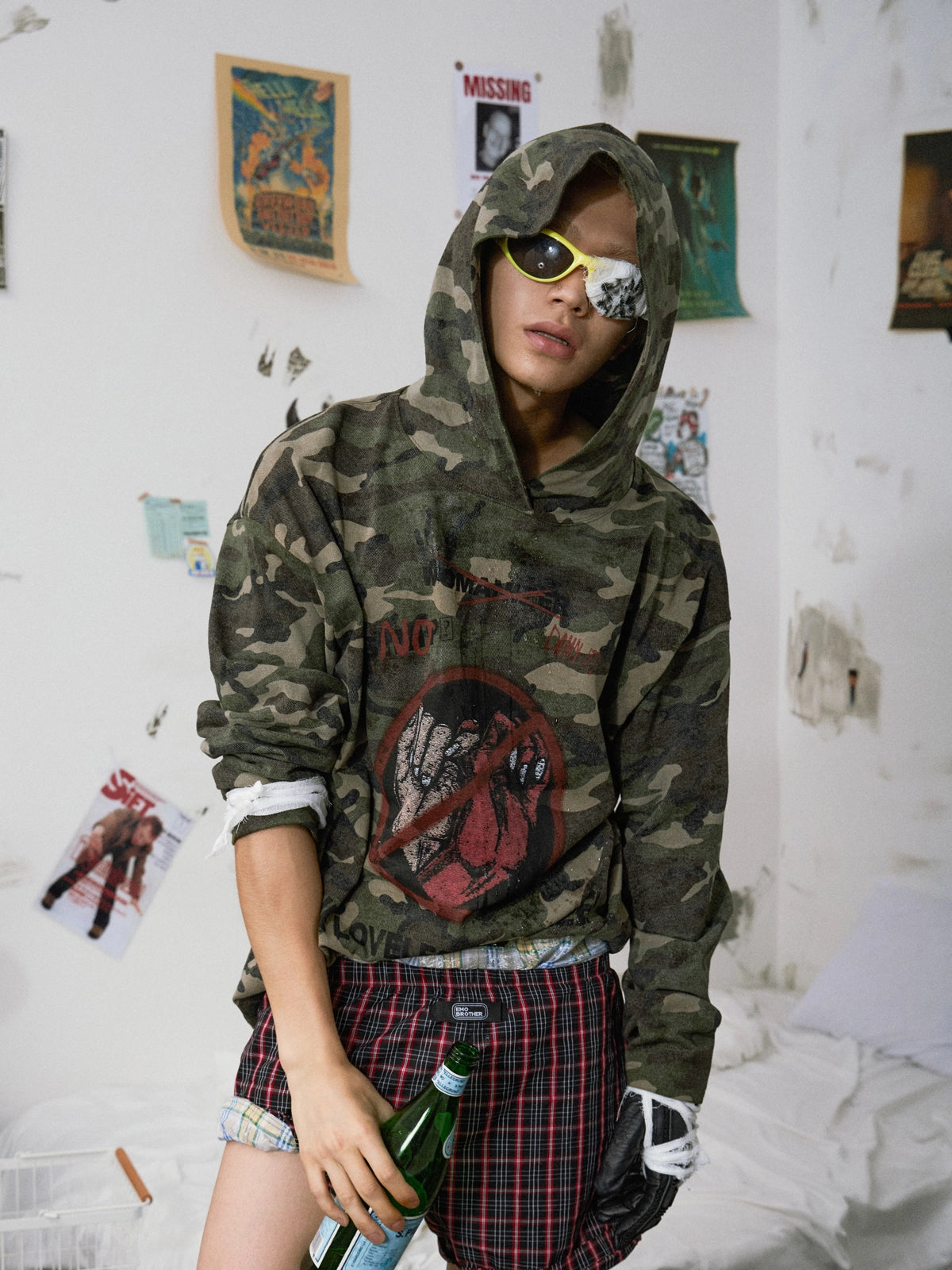 Vintage Camouflage Print Hoodie