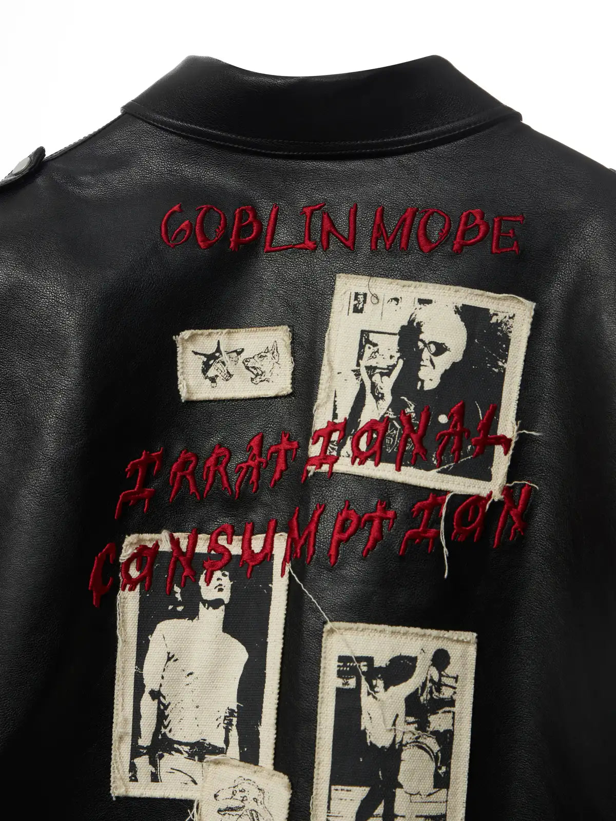 Punk Embroidered Leather Jacket
