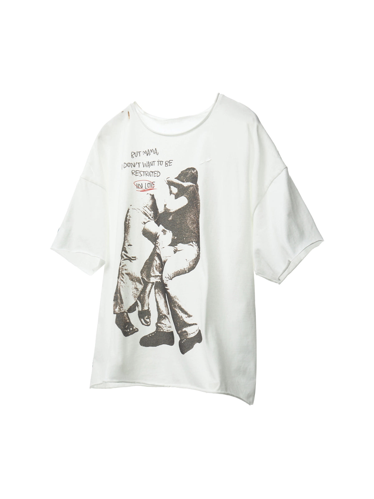 Distressed White Loose T-Shirt