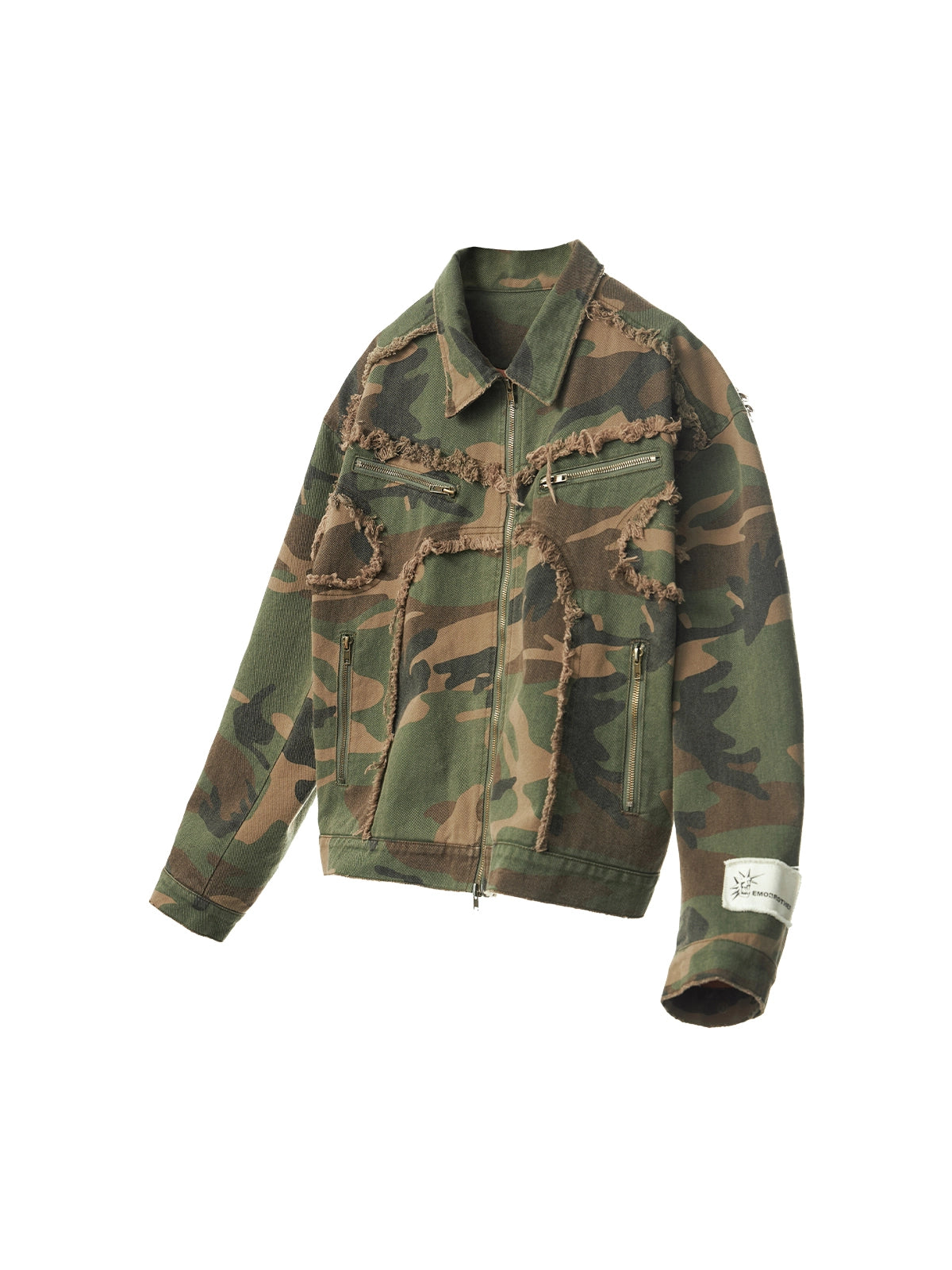Camouflage Distressed Work Jacket – EMOBROTHER Camouflage Distressed Work Jacket – EMOBROTHER