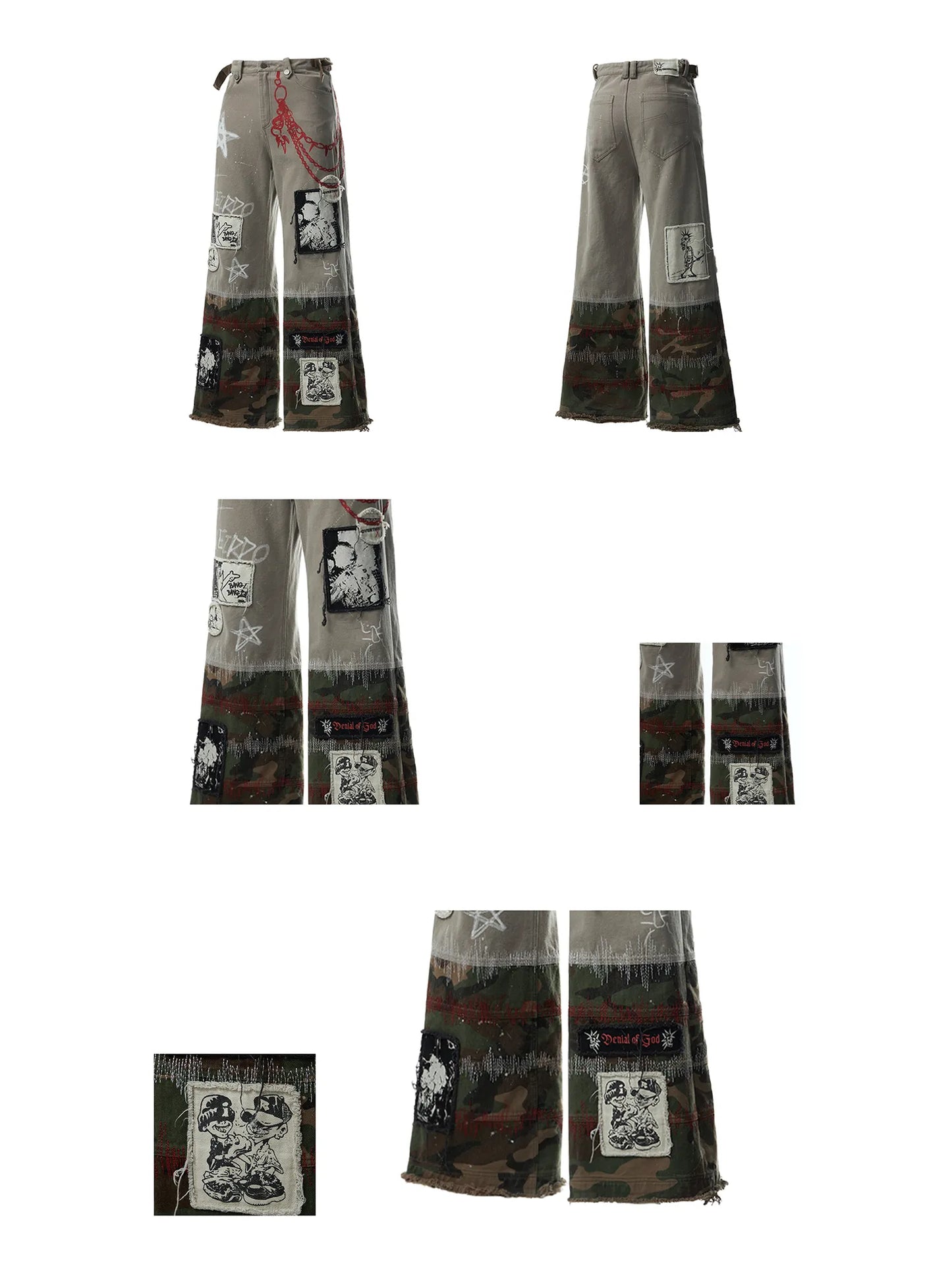 Graffiti Print Cargo Pants Detail