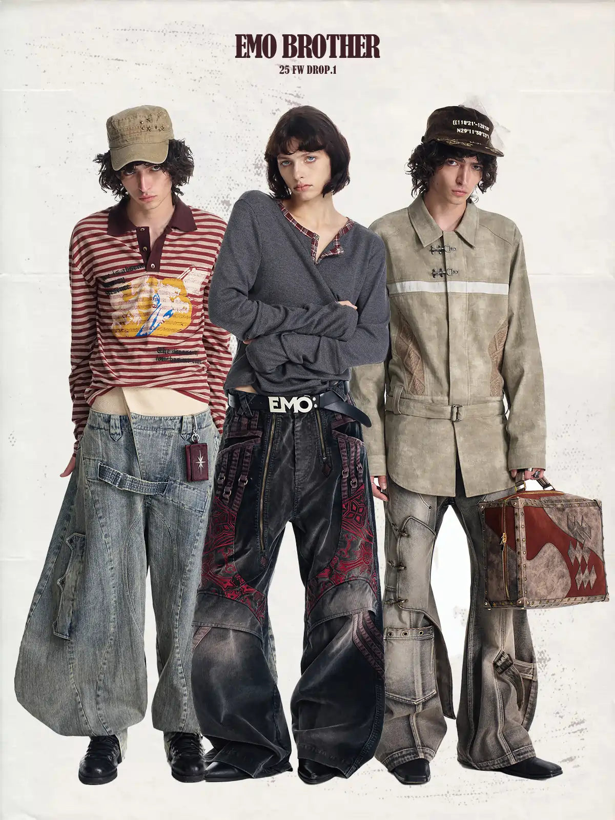 国内未入荷 EMOBROTHER - Double Waistband Cargo Jeans (EMOBROTHER