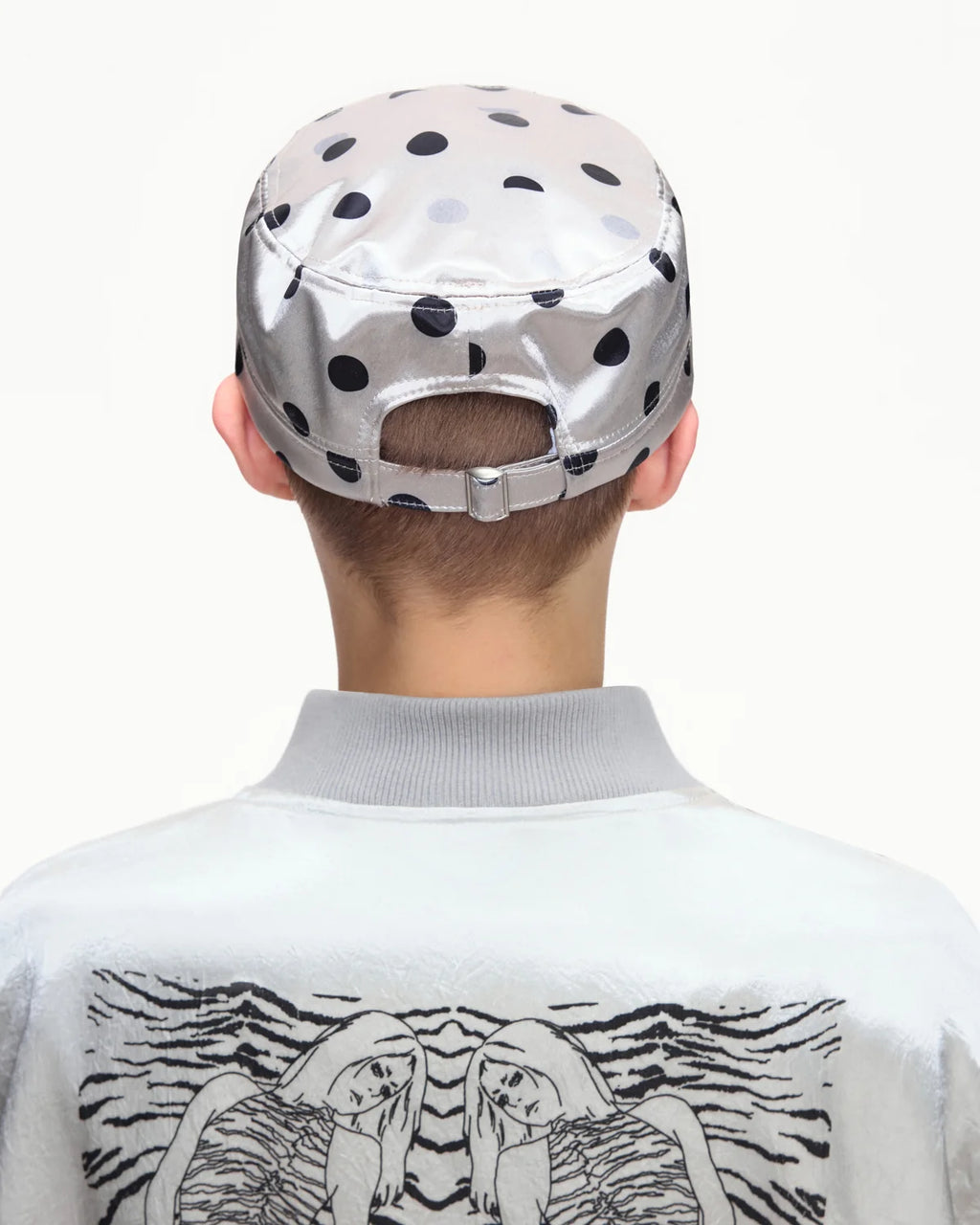 EMO Vintage Embroidered Flat-Top Cadet Cap Silver