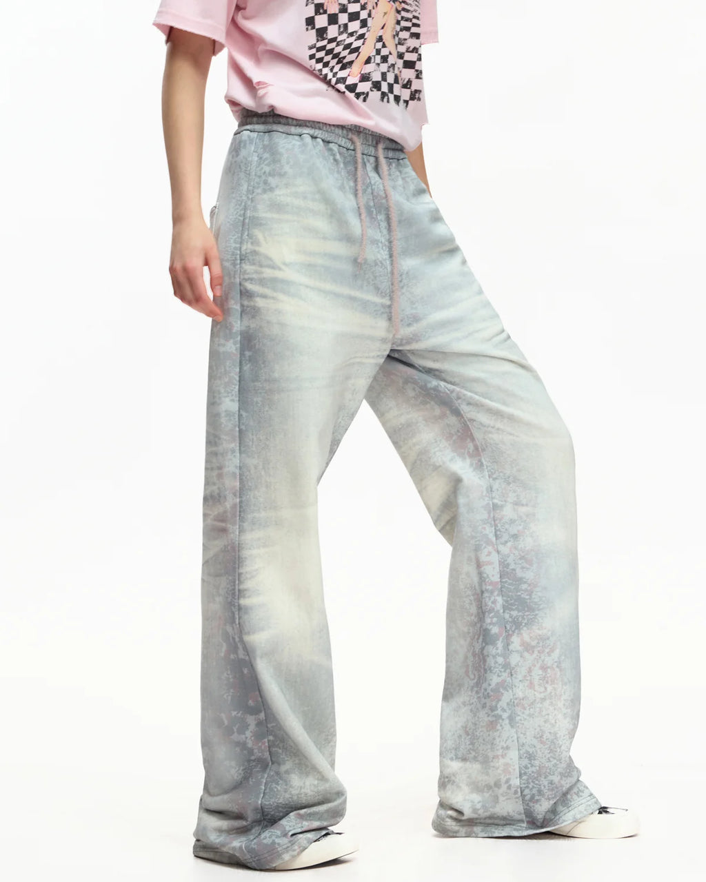EMO Trompe-L'œil Print Sweatpants Blue
