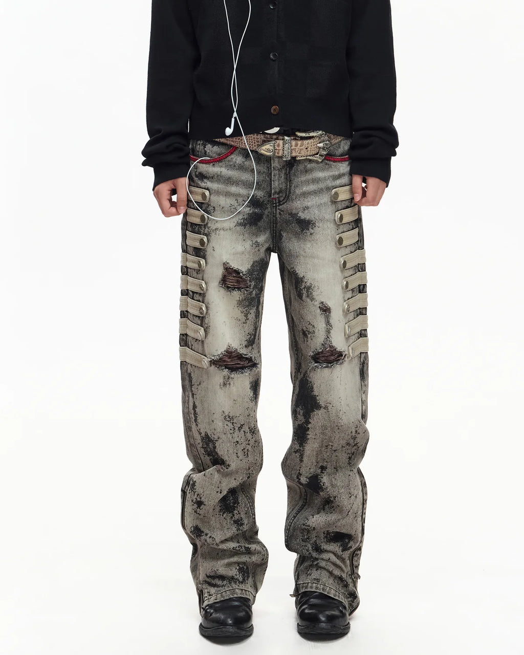 EMO Napoleon Mottled Wash Straight Leg Jeans