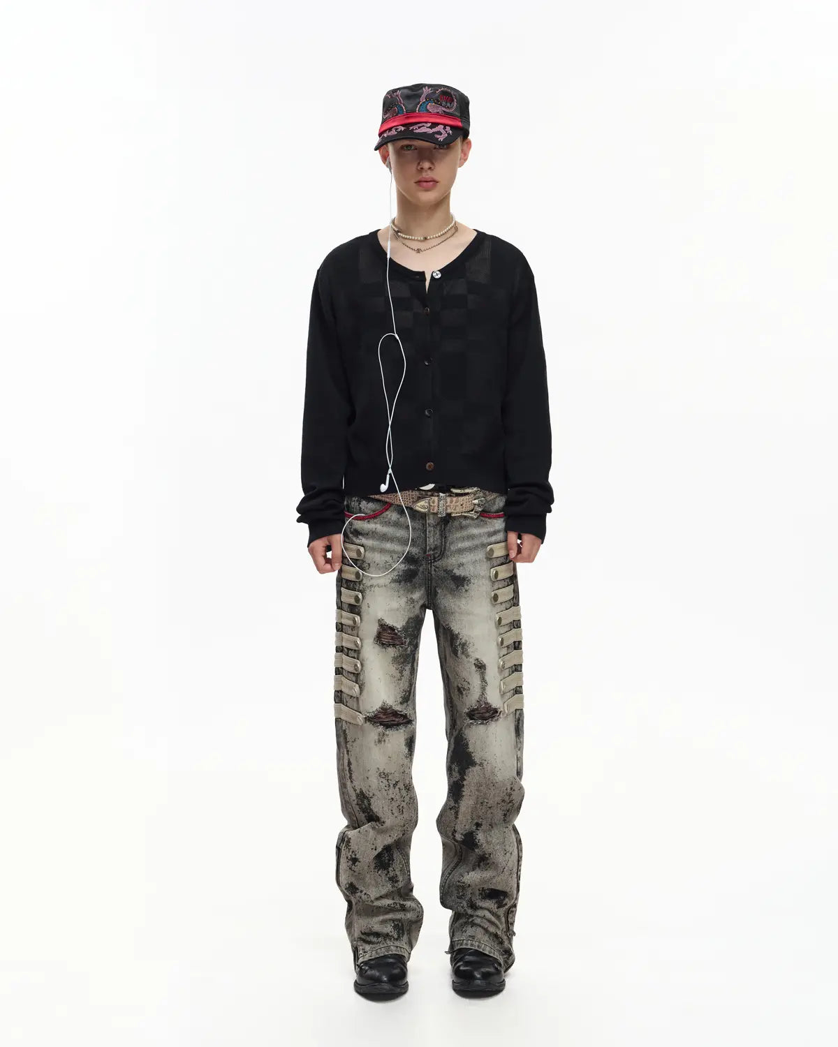 EMO “Techno Wash” Wool Blend Cardigan Black