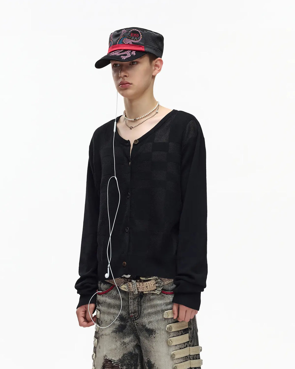 EMO “Techno Wash” Wool Blend Cardigan Black