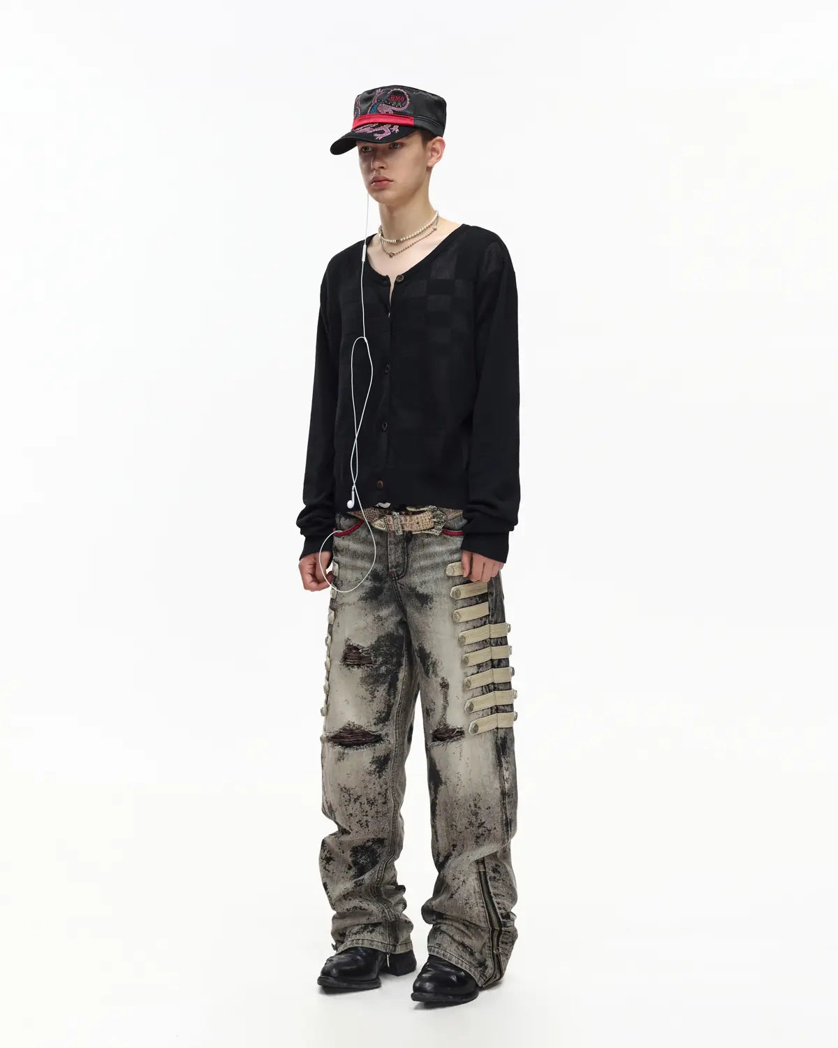 EMO “Techno Wash” Wool Blend Cardigan Black