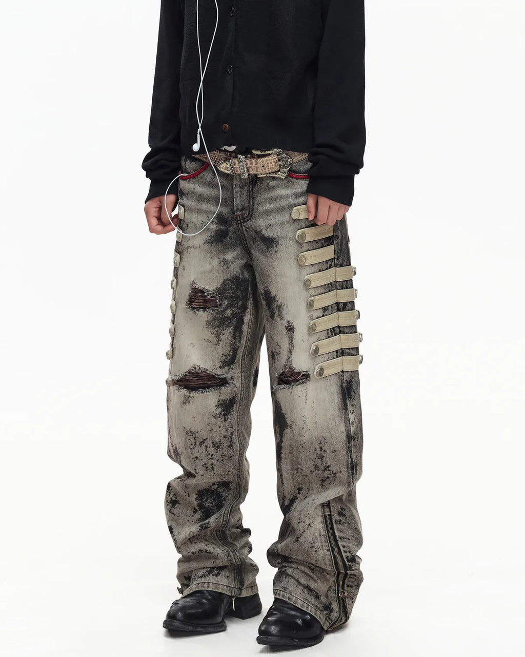 EMO Napoleon Mottled Wash Straight Leg Jeans