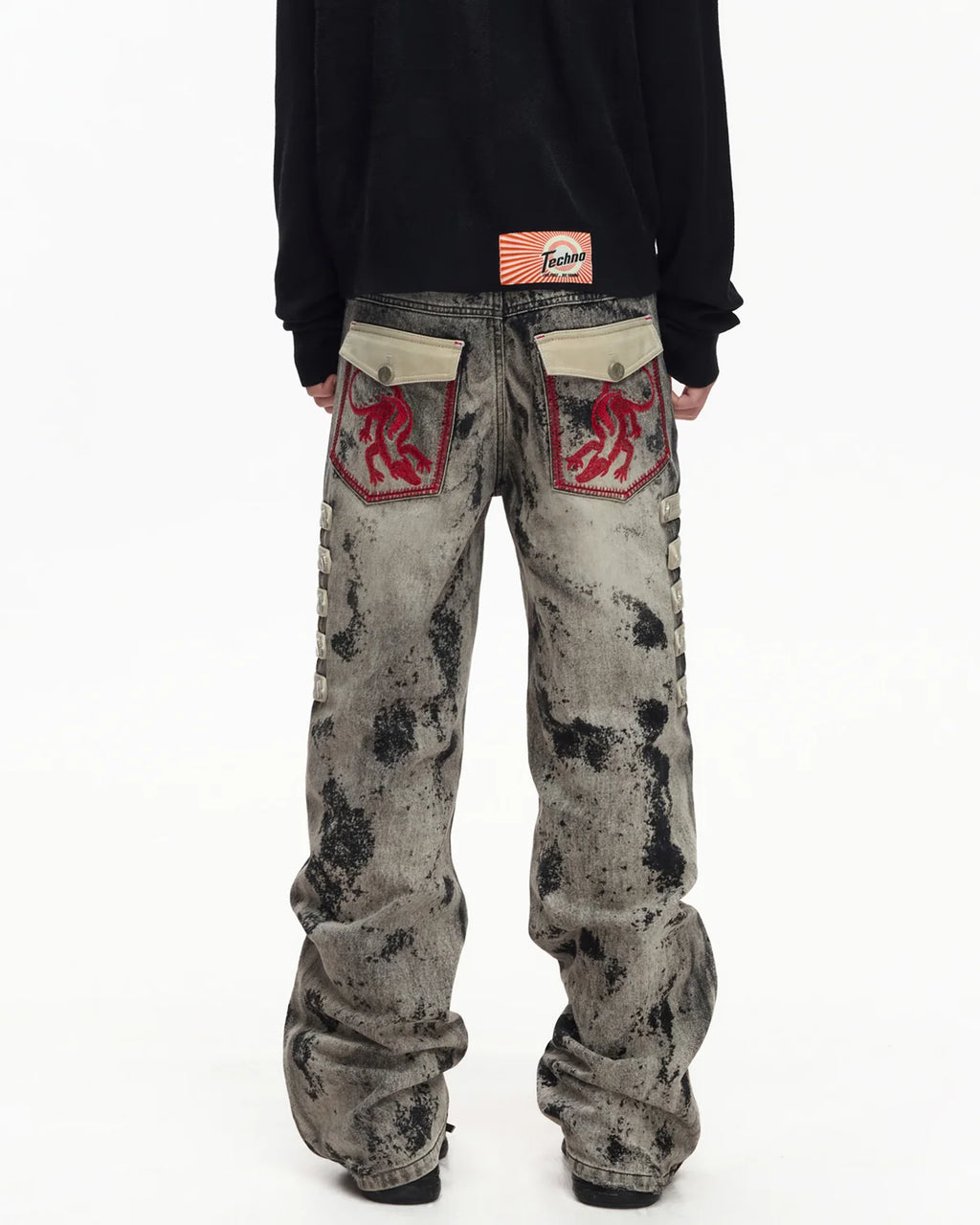EMO Napoleon Mottled Wash Straight Leg Jeans
