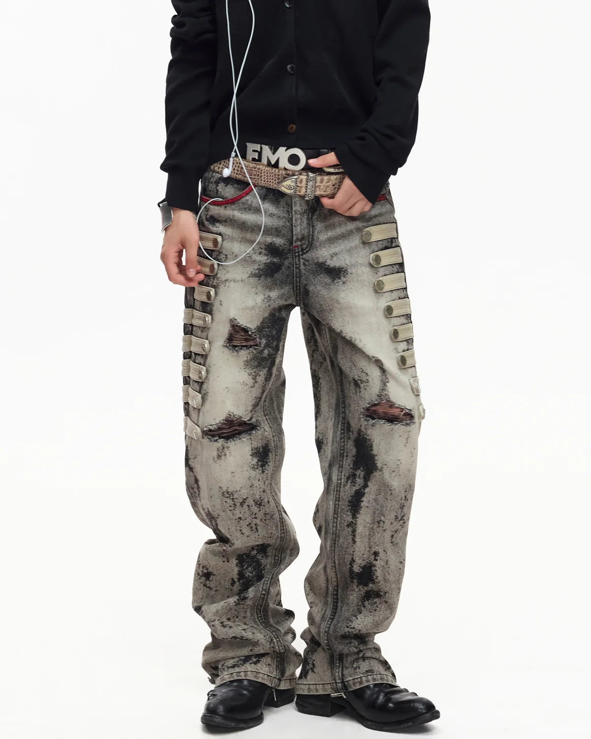 EMO Napoleon Mottled Wash Straight Leg Jeans