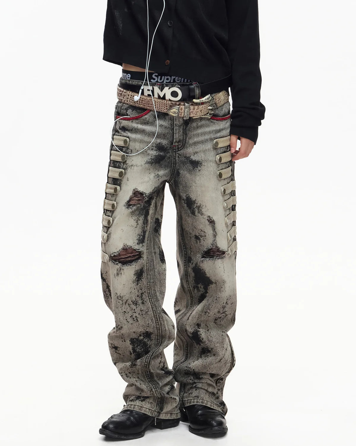 EMO Napoleon Mottled Wash Straight Leg Jeans