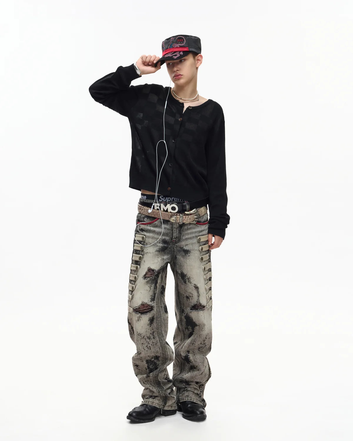 EMO Napoleon Mottled Wash Straight Leg Jeans