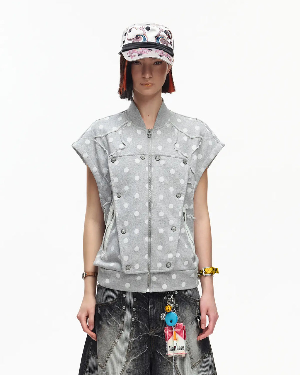 EMO Retro Polka Dot Napoleon Vest