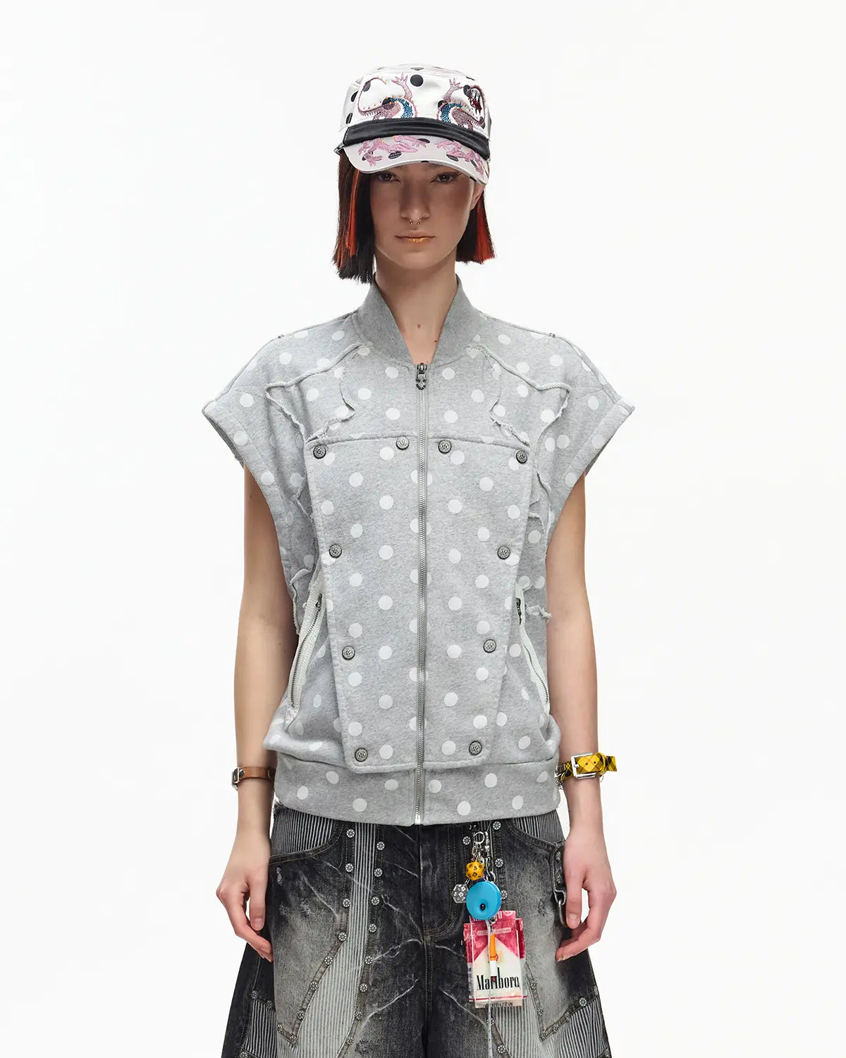 EMO Retro Polka Dot Napoleon Vest