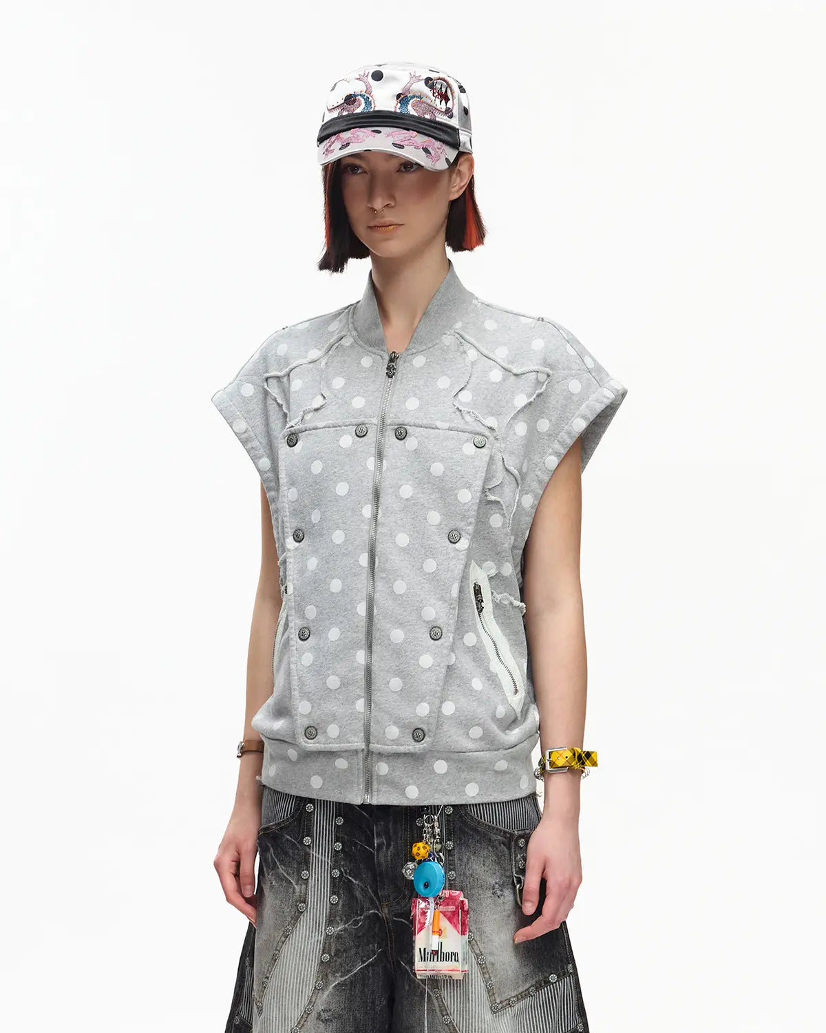 EMO Retro Polka Dot Napoleon Vest