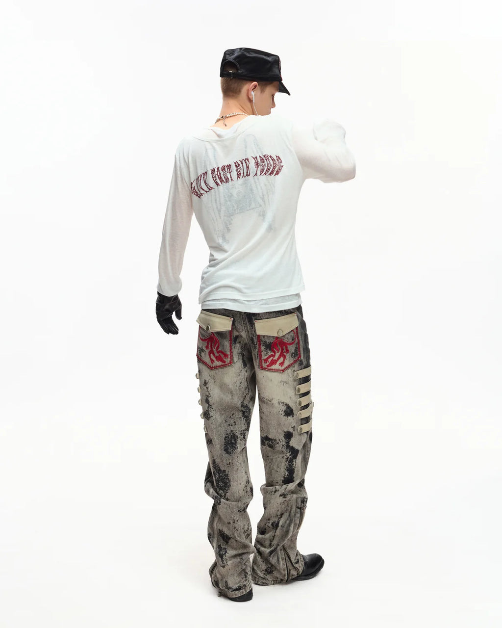EMO Sheer Layered Graphic Long Sleeve T-Shirt