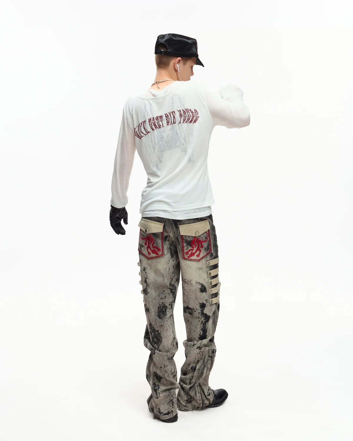 EMO Sheer Layered Graphic Long Sleeve T-Shirt