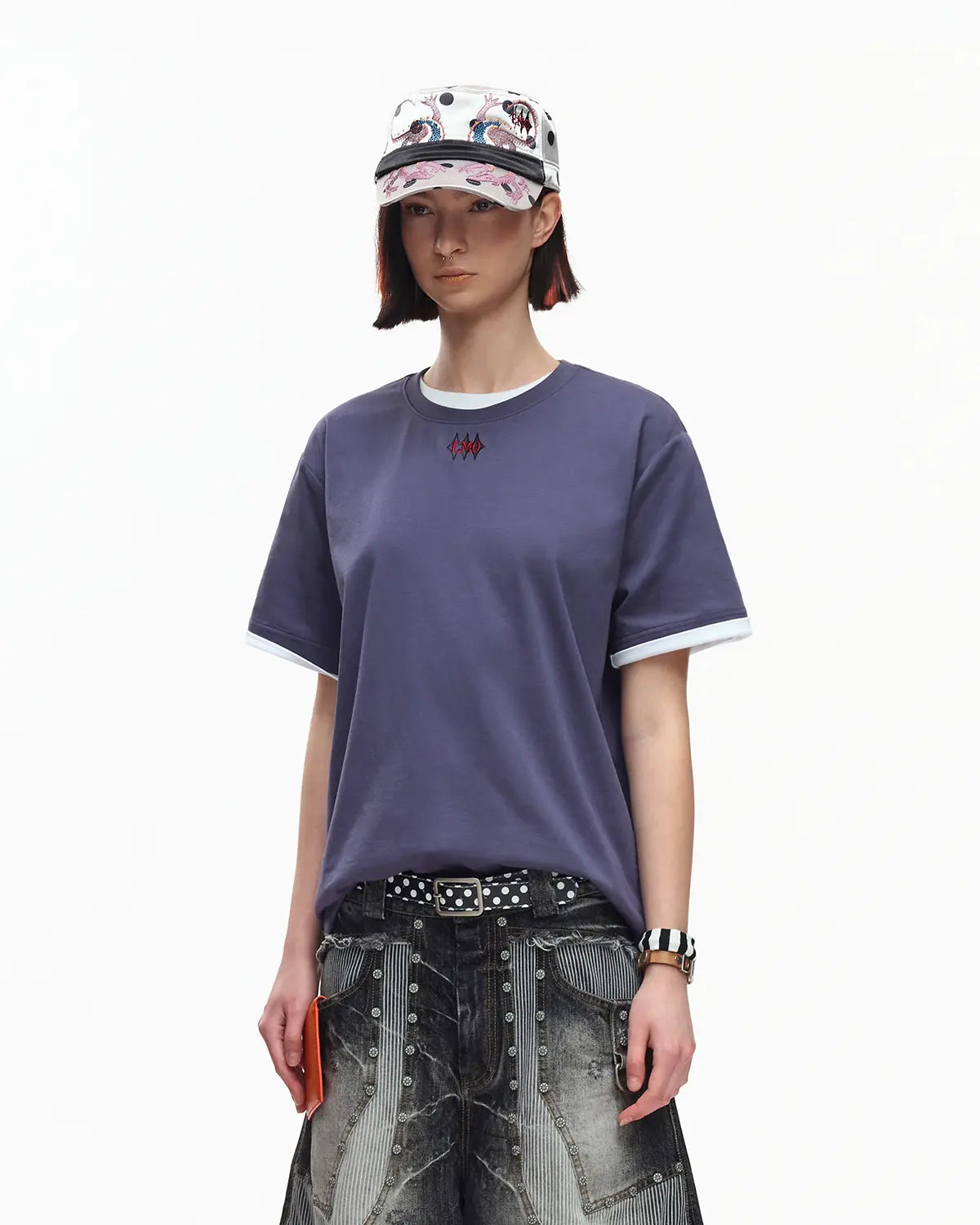 EMO Structured Micro Logo Essential Tee Purple