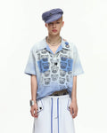 EMO “Taro Candy” Washed Cropped Polo Tee blue