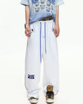EMO Embroidered Straight-Leg Sweatpants White