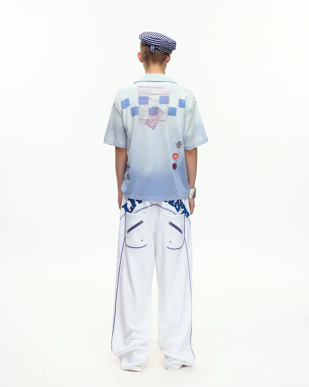 EMO “Taro Candy” Washed Cropped Polo Tee blue
