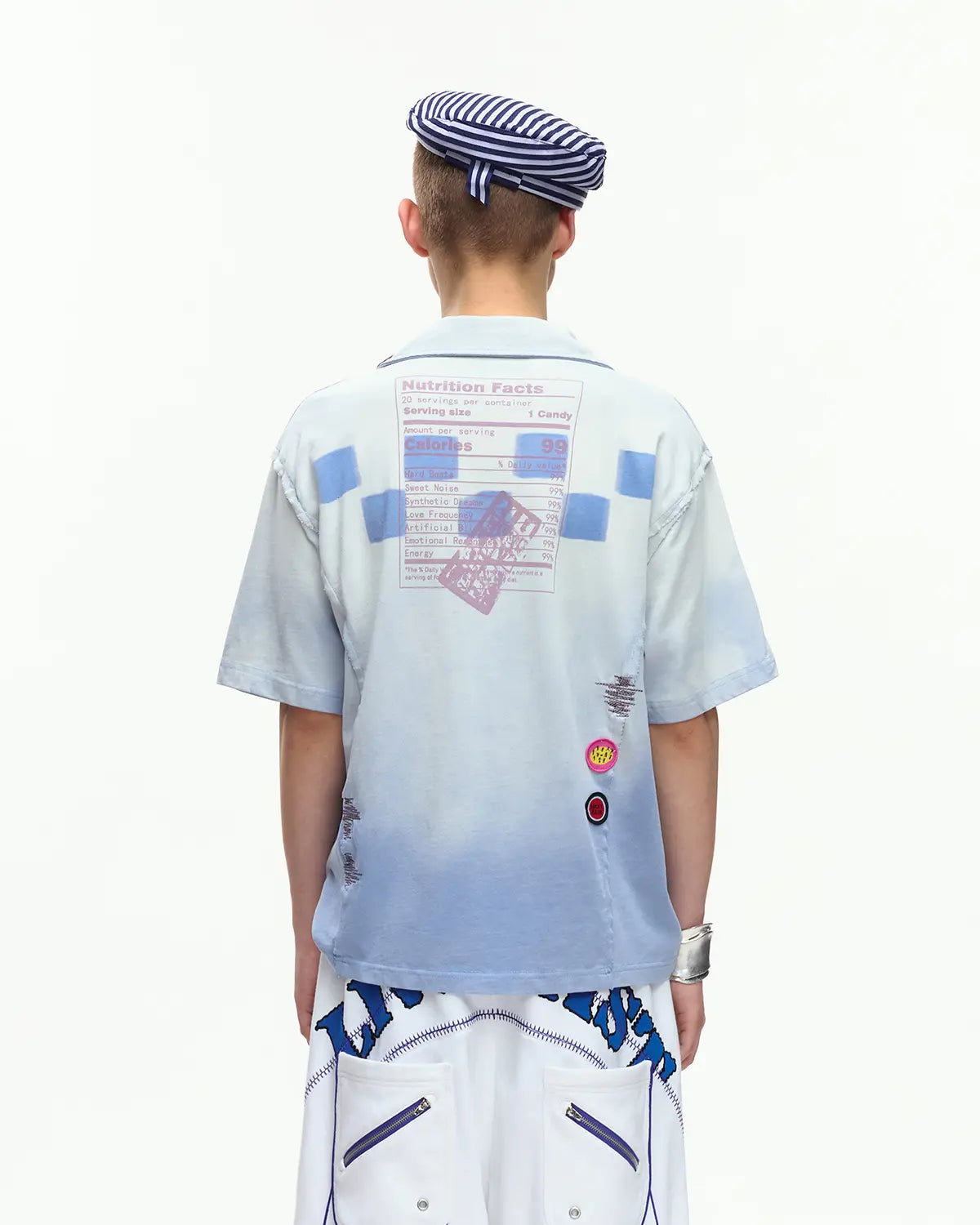 EMO “Taro Candy” Washed Cropped Polo Tee blue