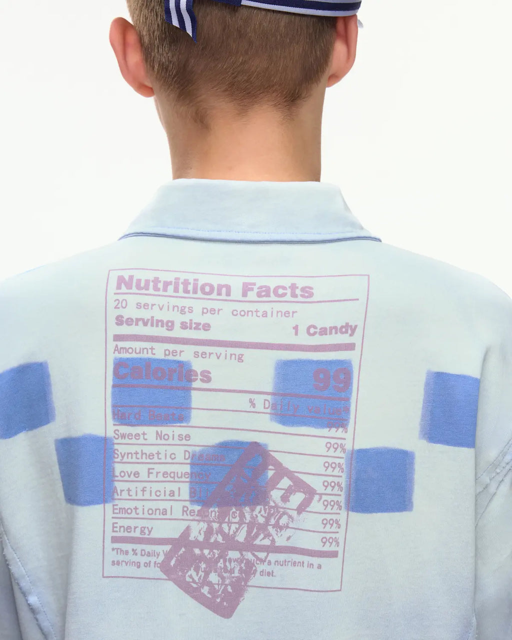 EMO “Taro Candy” Washed Cropped Polo Tee blue