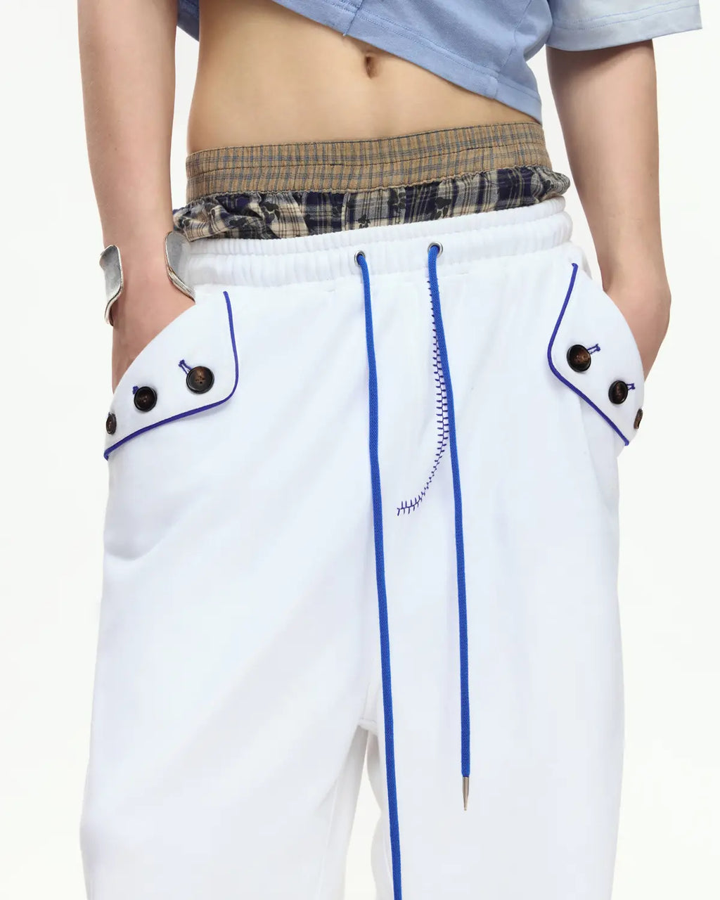 EMO Embroidered Straight-Leg Sweatpants White