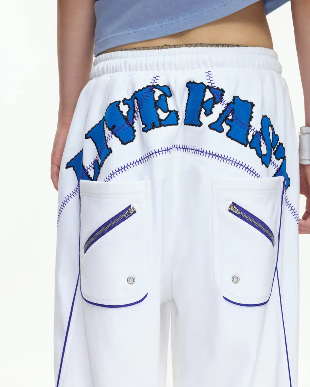EMO Embroidered Straight-Leg Sweatpants White