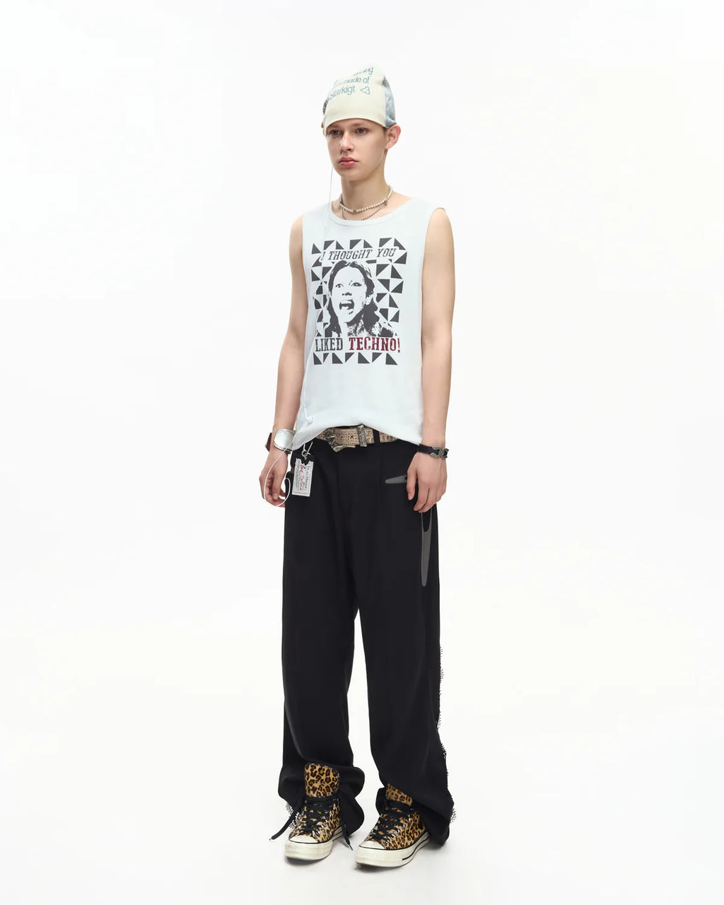 EMO Deconstructed Lace Panel Suiting Trousers