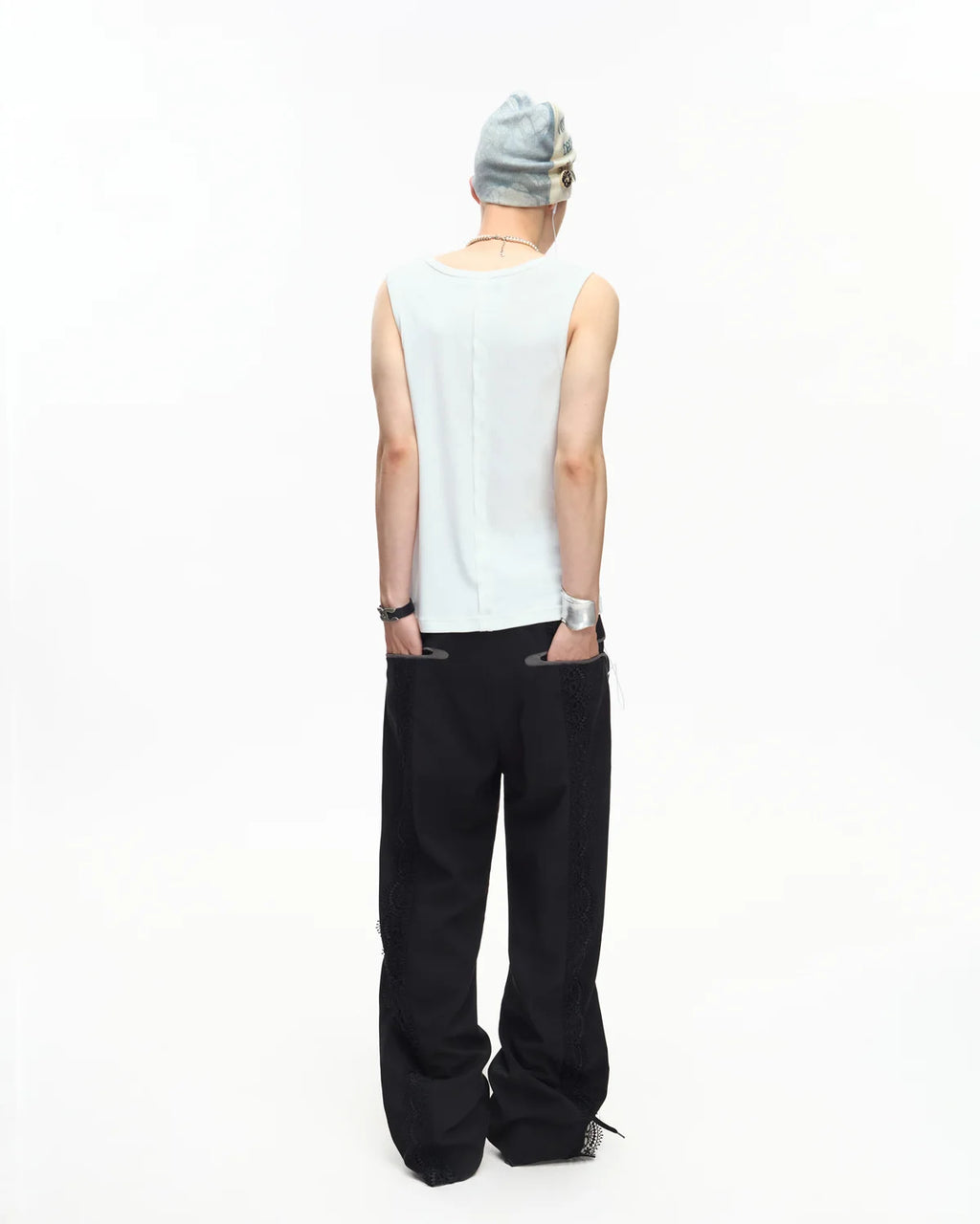 EMO Deconstructed Lace Panel Suiting Trousers
