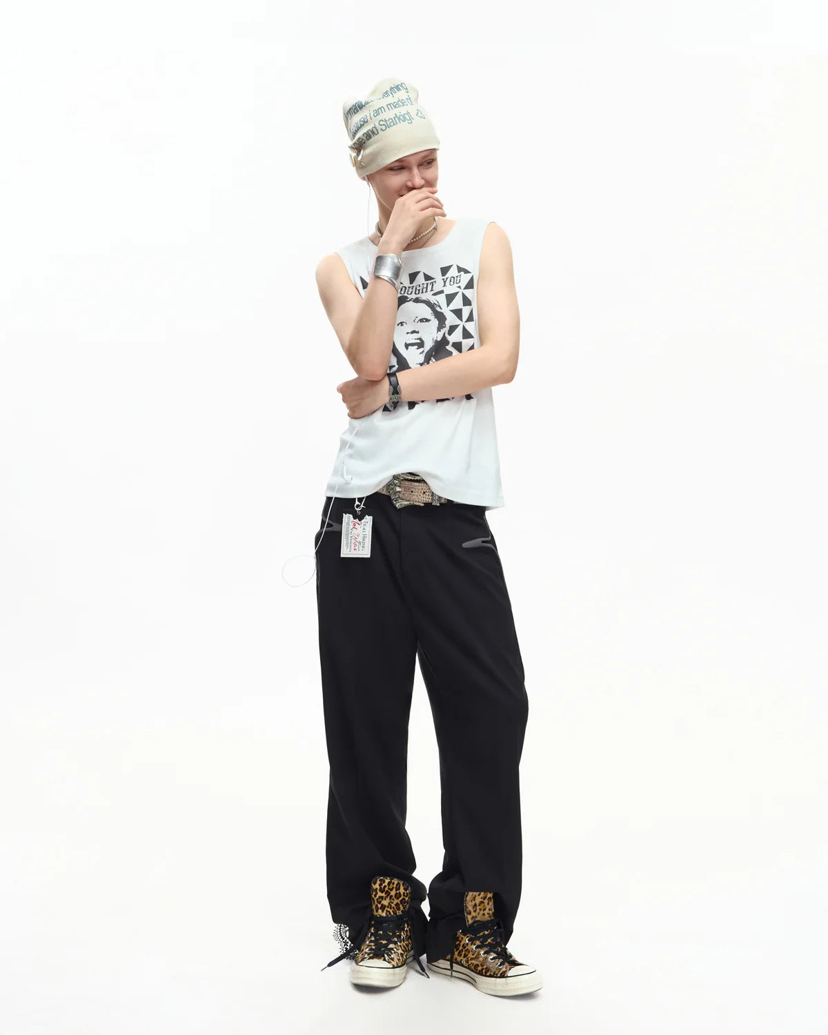 EMO Deconstructed Lace Panel Suiting Trousers