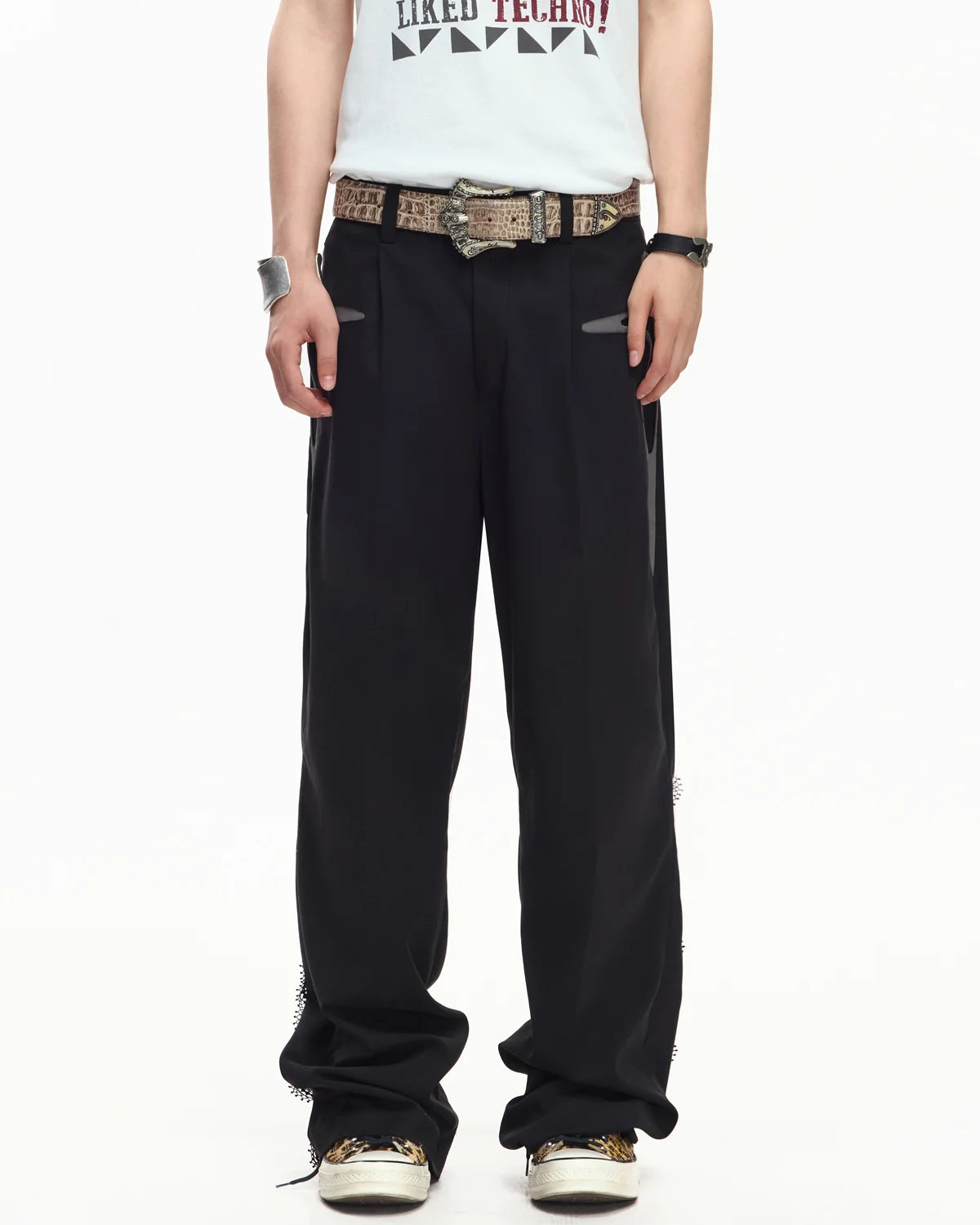 EMO Deconstructed Lace Panel Suiting Trousers