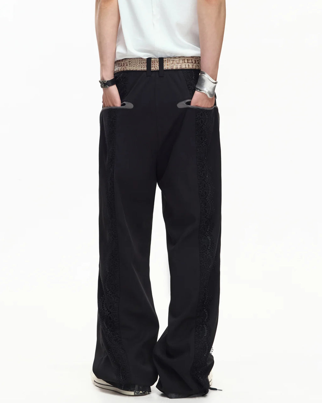 EMO Deconstructed Lace Panel Suiting Trousers