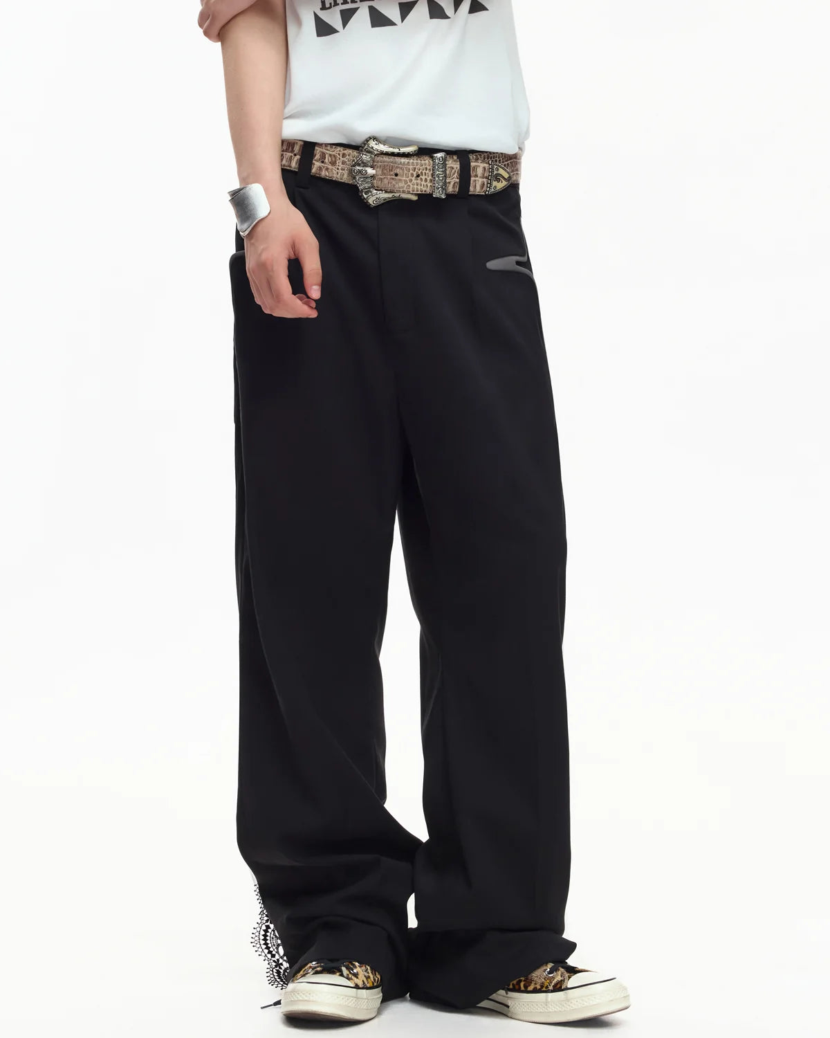 EMO Deconstructed Lace Panel Suiting Trousers
