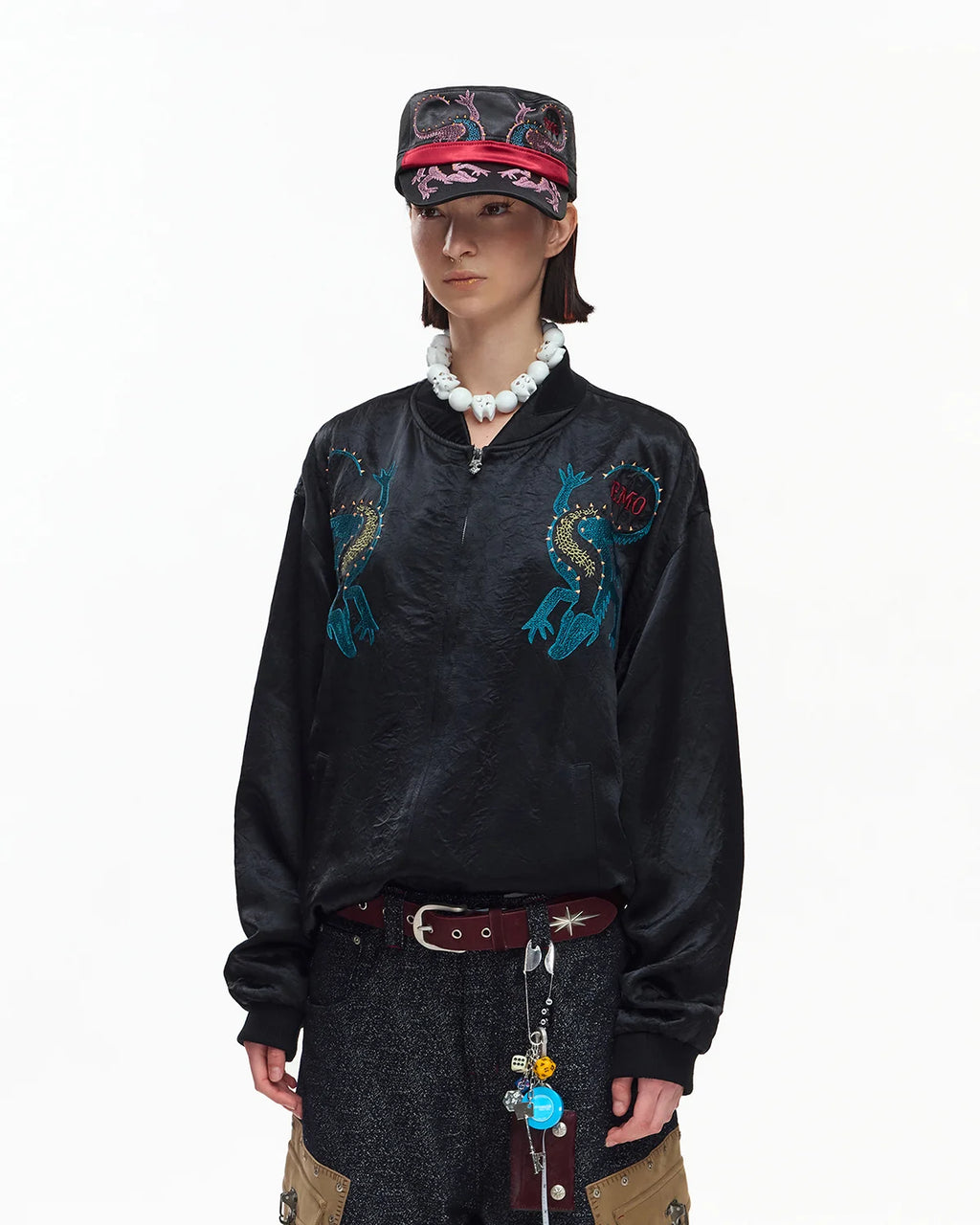 EMO Mirrored Tiger-Stripe Sukajan Jacket Black