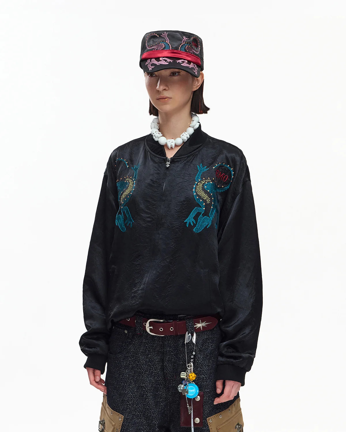 EMO Mirrored Tiger-Stripe Sukajan Jacket Black