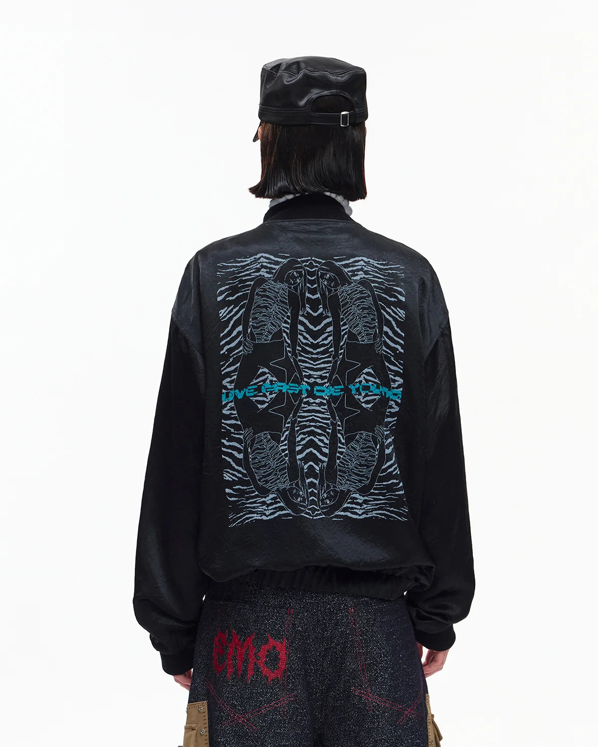 EMO Mirrored Tiger-Stripe Sukajan Jacket Black
