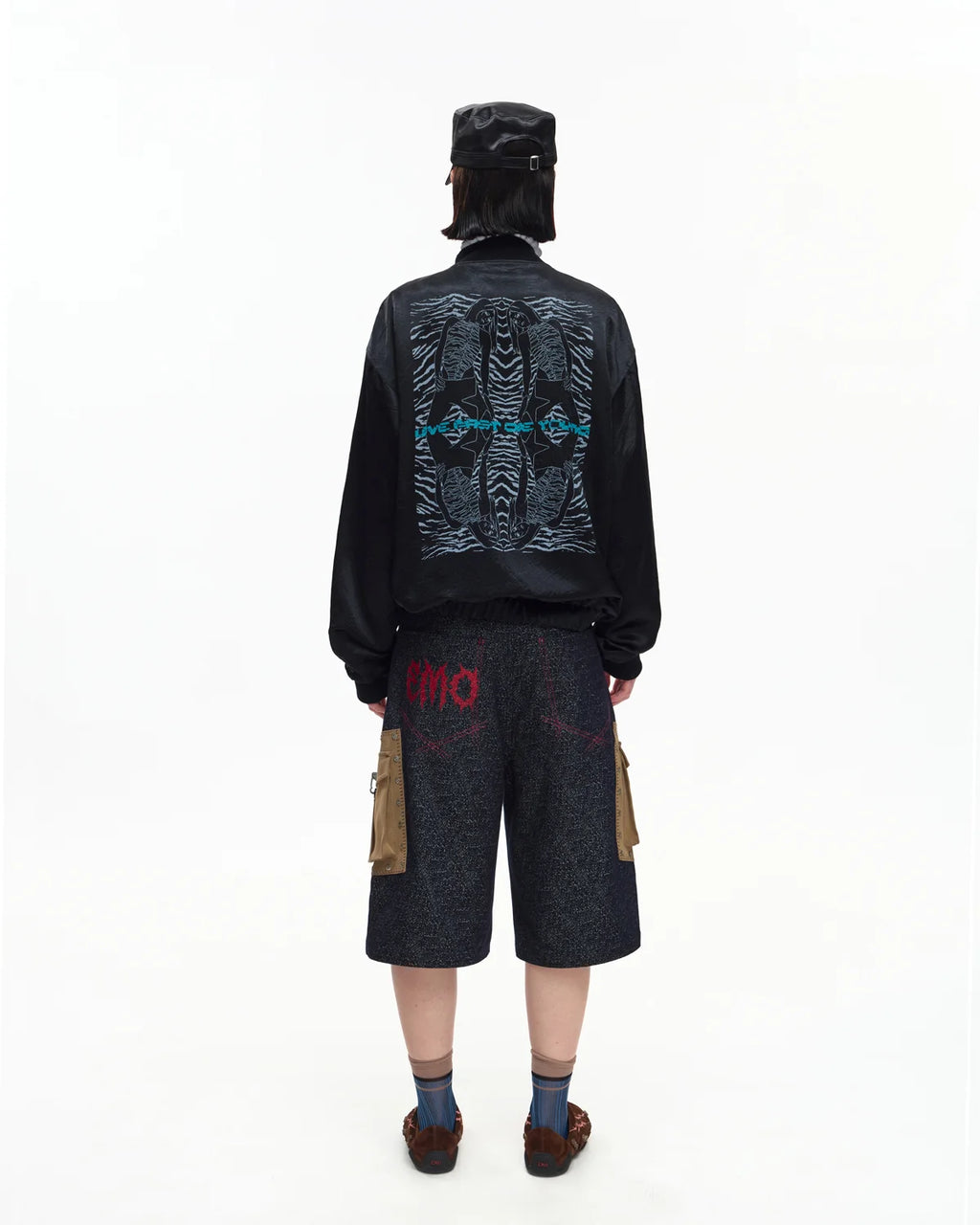 EMO Mirrored Tiger-Stripe Sukajan Jacket Black