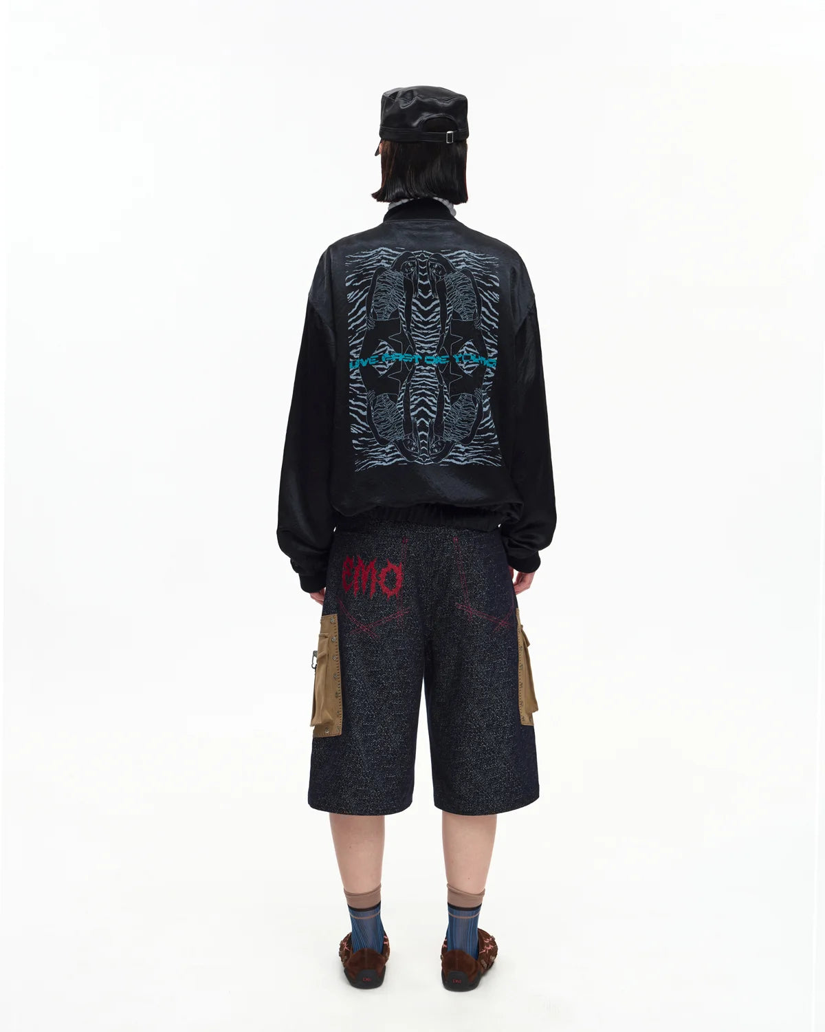 EMO Mirrored Tiger-Stripe Sukajan Jacket Black