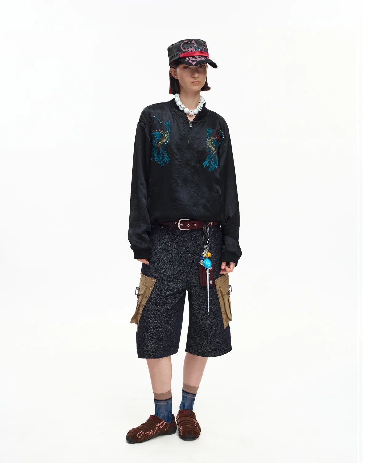 EMO Mirrored Tiger-Stripe Sukajan Jacket Black
