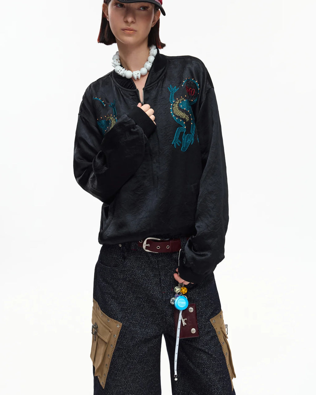 EMO Mirrored Tiger-Stripe Sukajan Jacket Black