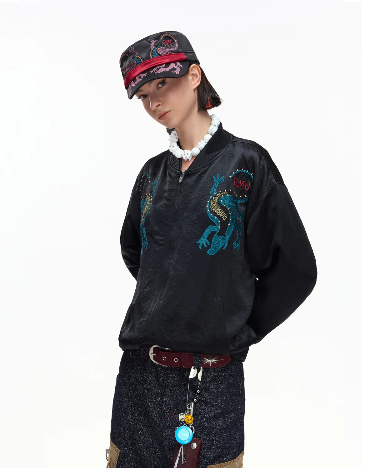 EMO Mirrored Tiger-Stripe Sukajan Jacket Black