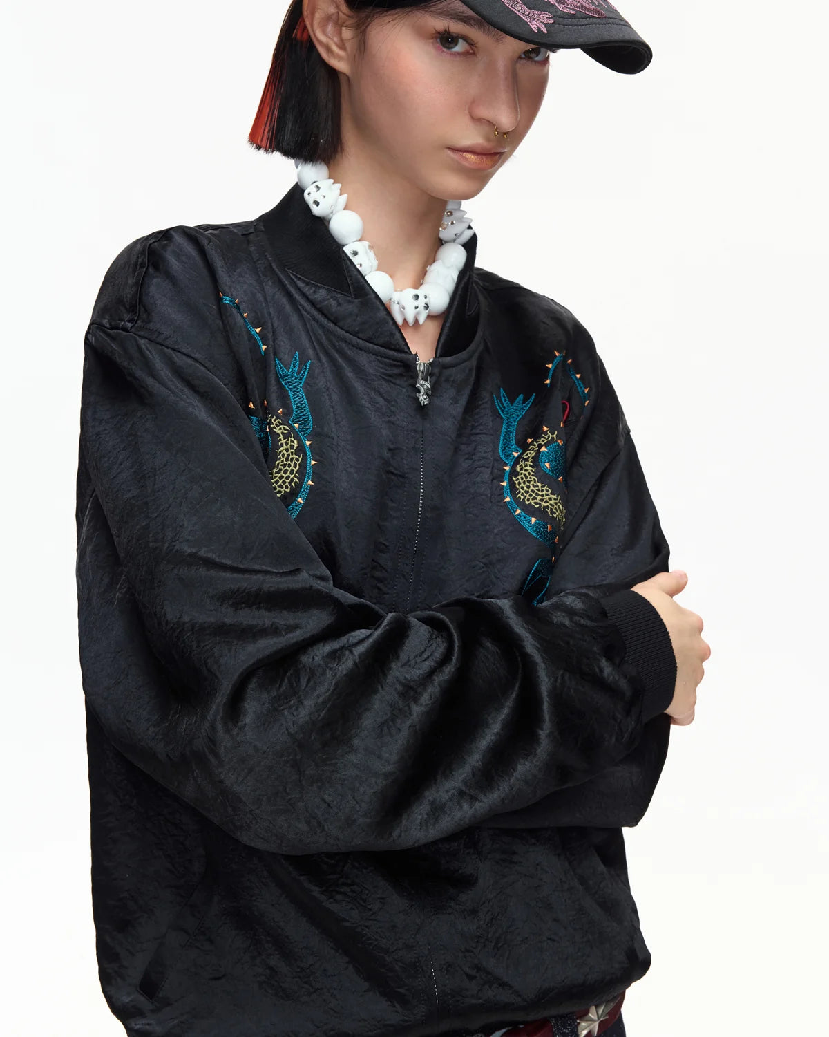 EMO Mirrored Tiger-Stripe Sukajan Jacket Black
