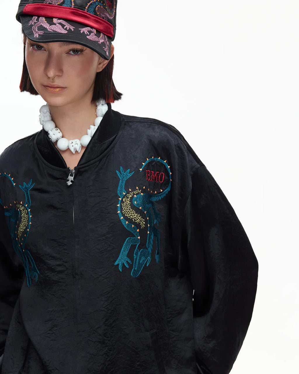 EMO Mirrored Tiger-Stripe Sukajan Jacket Black