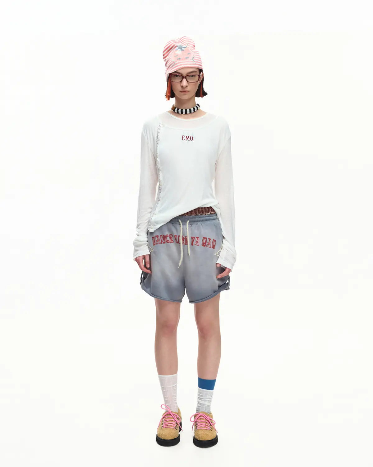 EMO Garment Washed Diamond Quilted Shorts blue